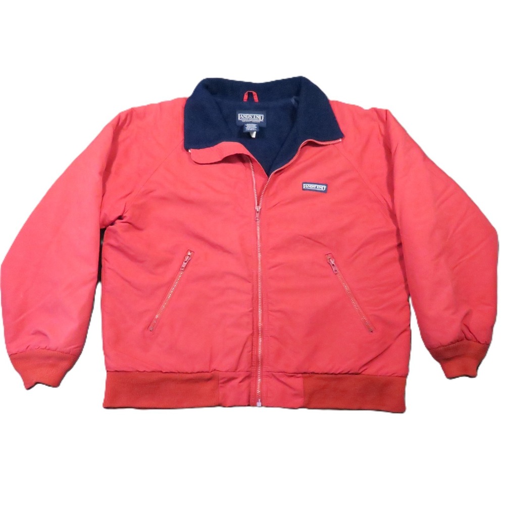 Lands End Squall Jacket M Red Fleece Lined Bomber USA Thinsulate Vintage Outdoor